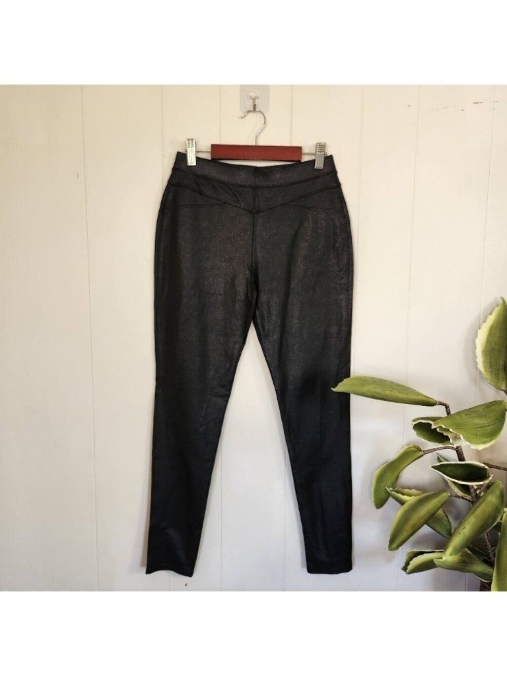 Abercrombie and Fitch High Rise Black Pull On Leggings Coated Faux Leather